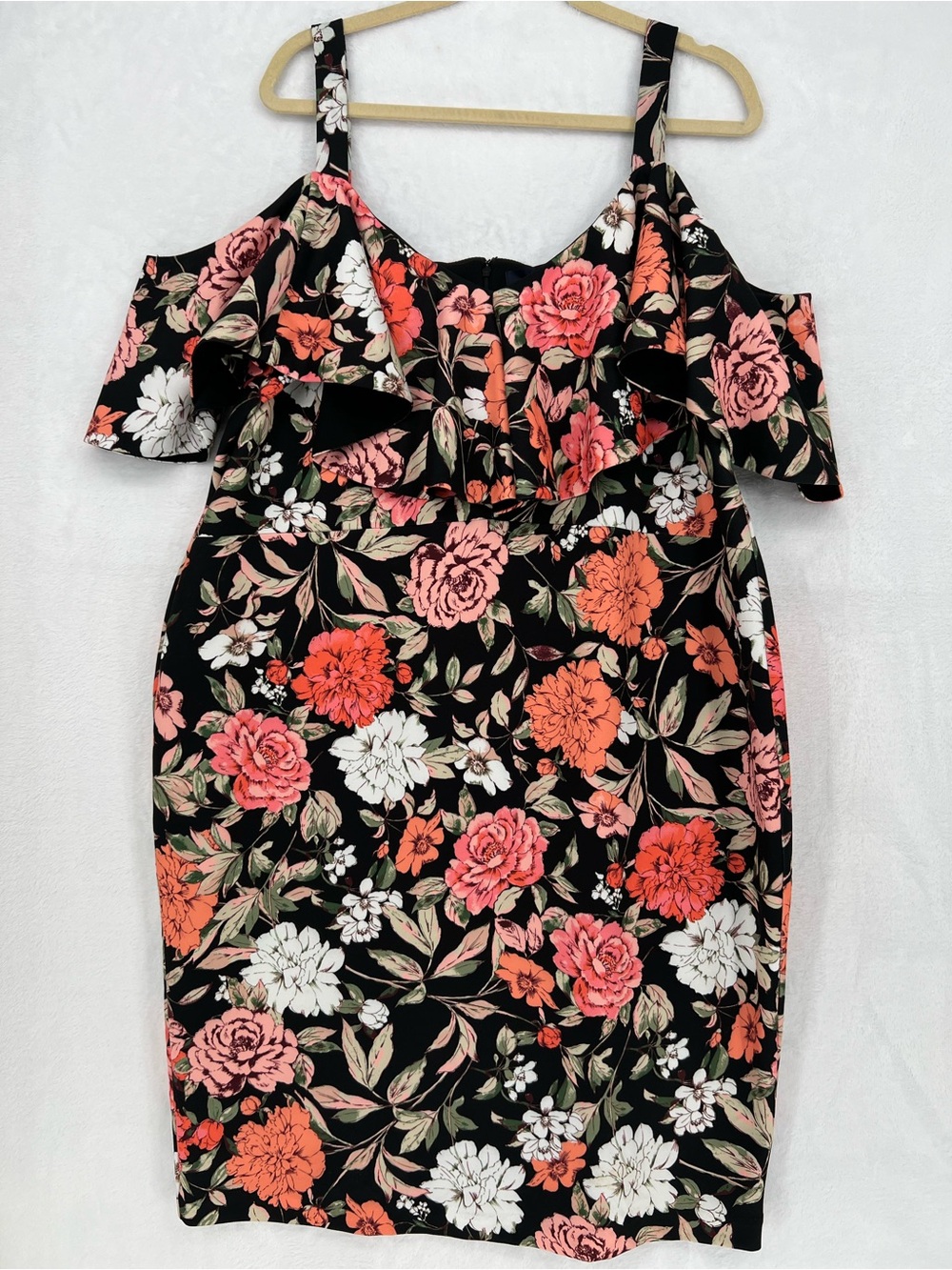 Rachel Roy Women’s Marcella Floral Cold Shoulder Bodycon Cocktail Dress Sz 20W